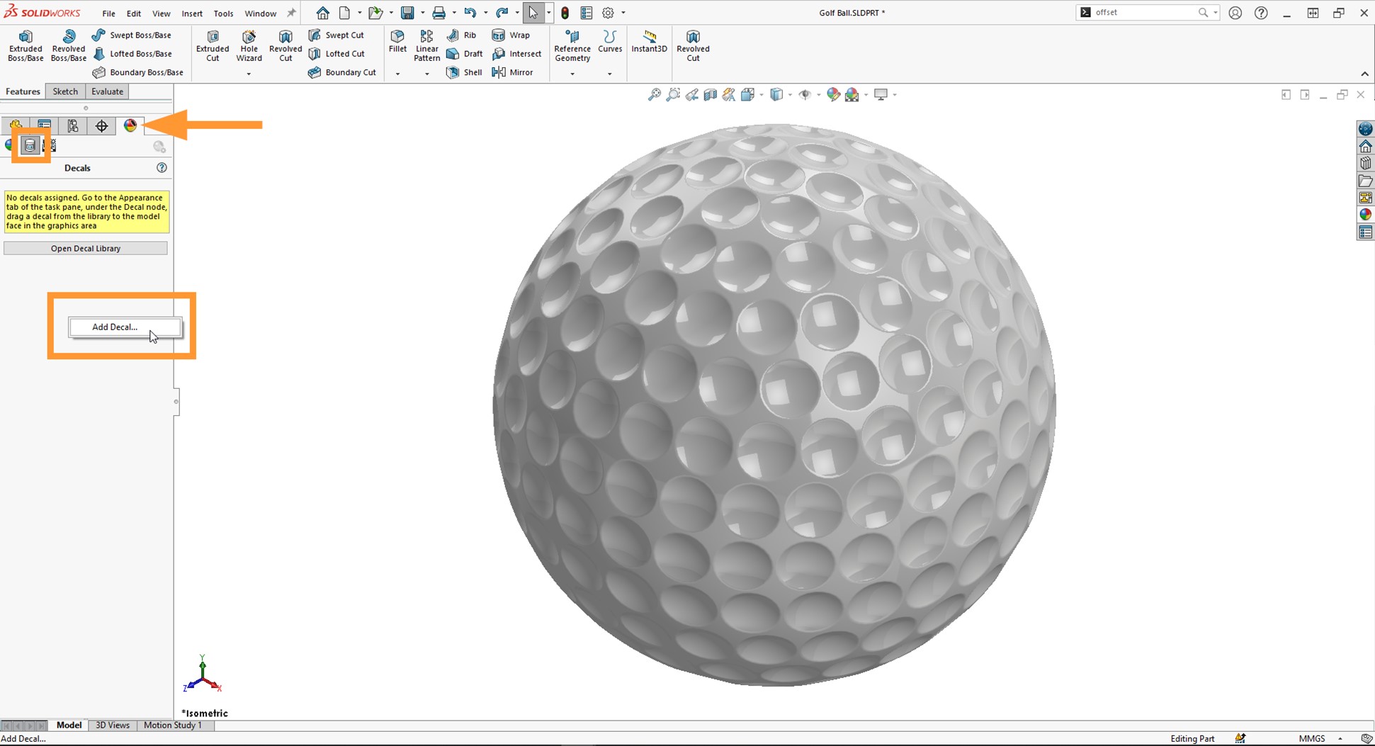 How to Add Decals to Spheres in SOLIDWORKS